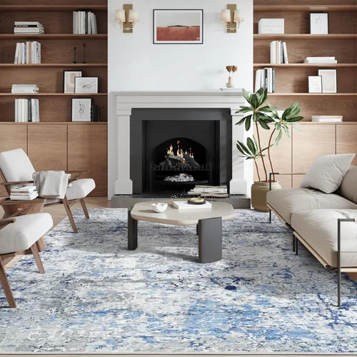 Vista 7 de Alfombras de área de 5 x 7 pies para sala de estar, con parte trasera antideslizante, lavable, resistente a las manchas, alfombra ultrafina y grande