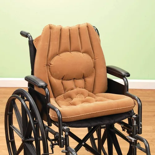 Vista 3 de Fox Valley Traders Cojín inflable para silla cómodo con soporte lumbar, PVC cubierto de terciopelo, bomba no incluida, mide 20 1/2 pulgadas x 13 3/4