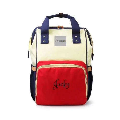 Vista 18 de Bolsa de pañales grande personalizada, bolsa de mano, mochila, monograma personalizado bordado para bebé/bolsa de bebé, (negro/gris)