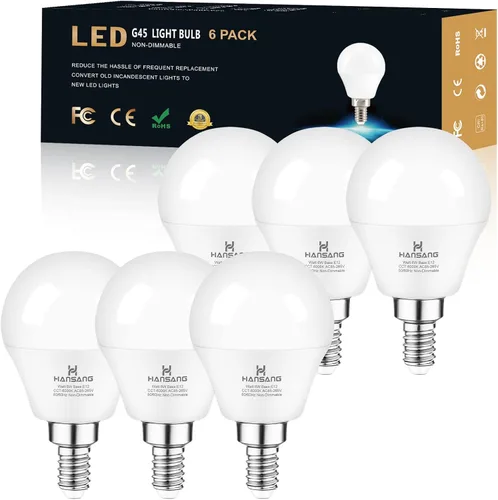 Vista 10 de hansang Bombillas para ventilador de techo, base E12, 3000 K, blanco suave, bombillas LED de base pequeña, bombillas de candelabro A15, equivalente