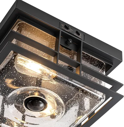 Vista 6 de Motion Sensor Outdoor Ceiling Lights, Black Upgraded Dusk to Dawn Porch Lights Ceiling Mount, Flush Mount 2-Light Close to Ceiling Lighting Fixture