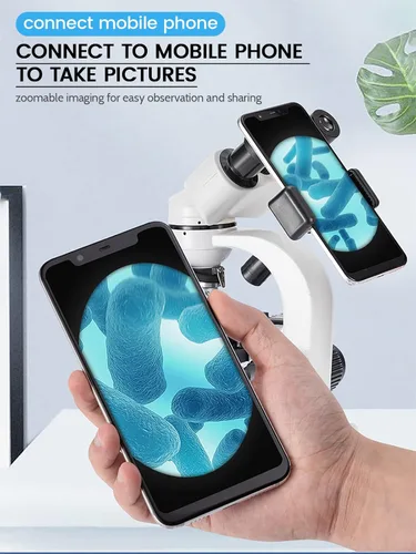 Vista 2 de Microscopios binoculares compuestos 40X-2000X con microscopio preparado diapositivas 30p, para niños estudiantes adultos, accesorios de microscopio