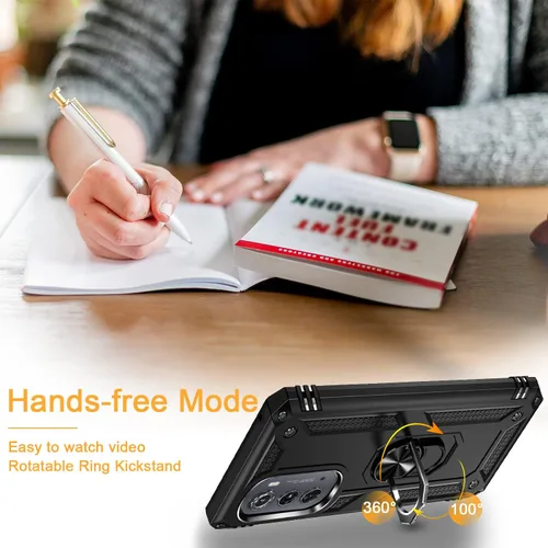 Vista 3 de Funda para Motorola Edge 2022 con 2 protectores de pantalla de vidrio templado, grado militar 16 pies, cubierta protectora probada contra caídas