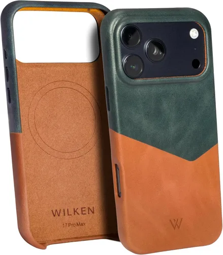 Vista 10 de Wilken - Funda de cuero delgada para teléfono compatible con iPhone 15 Pro, compatible con MagSafe y carga inalámbrica, funda de cuero de primera