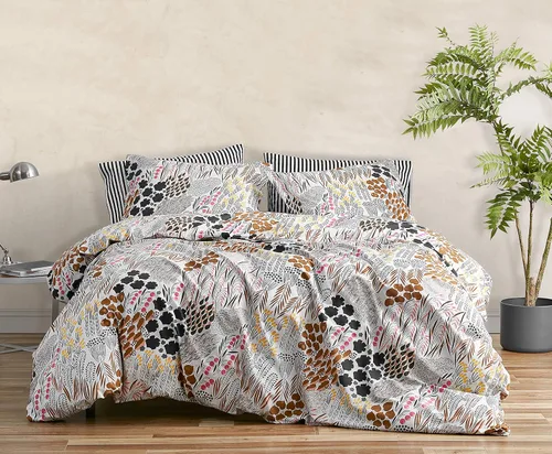 Vista 19 de Marimekko - Juego de funda de edredón tamaño King, ropa de cama de algodón orgánico con fundas a juego, decoración del hogar de lujo, certificado