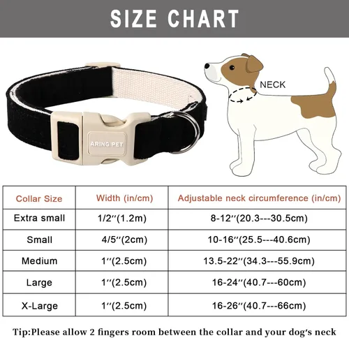 Vista 98 de Aring Pet Collar de algodón, ligero y ajustable, con hebilla de liberación rápida para perros pequeños, medianos y grandes, para cachorros, XS