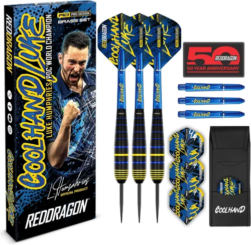 RED DRAGON Darts - Professional Player - Brass Darts Set with Flights and Shafts (Stems)