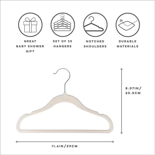 Vista 2 de 3 Sprouts Perchas de Terciopelo para Bebé - Percha Antideslizante para Bebé, Niño Pequeño, Ropa de Bebé - Perchas para Armario de Niños con Diseño