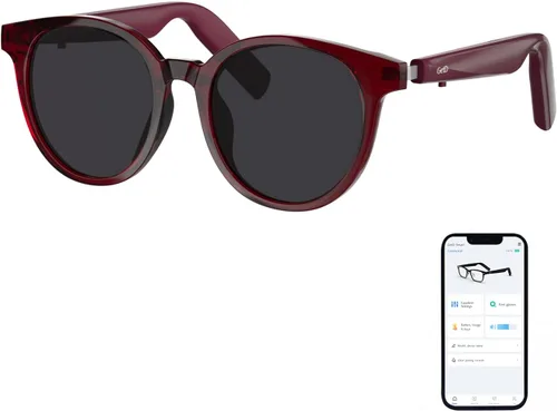 Vista 12 de GetD Lentes de sol inteligentes, lentes polarizados redondos Bluetooth para mujeres y hombres con altavoz, gafas de música, traductor AI, duración