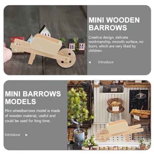 Vista 7 de ABOOFAN Carretilla de juguete 3 unids mini cochecito juguetes decoración mini mini mini carretillas miniatura s mini carro s muñecas casa madera