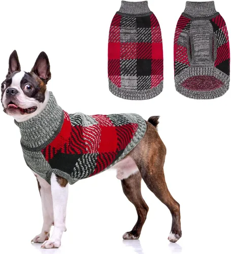 Vista 8 de BEAUTYZOO Suéter para Perro Pequeño Hembra Macho, Suéter Pullover de Cuello Alto de Forro Polar para Perro, Suéter de Punto Suave Cálido y Lindo