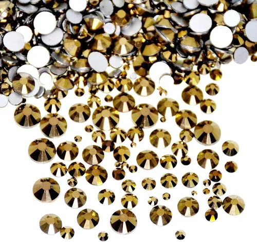 Vista 8 de AD Beads - 1440 piezas de cristales de imitación de calidad con pegamento de tamaños mixtos, parte posterior plana, redonda, gemas de cristal