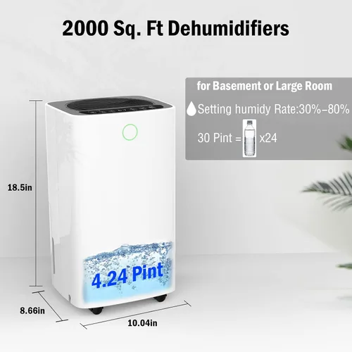 Vista 3 de Kndko 2000 Sq. Feet Dehumidifiers, 30 Pint Dehumidifier for Basement, Home and Bedroom With Auto or Manual Drainage - Dehumidifiers With Drain Hose