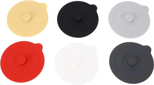 Vista 6 de Silicone Lids, Silicone Cup Covers Round Universal Cup Cover 6Pcs Silicone Cup Lid Wine Glass Covers 9.5cm Red Yellow Black White Dark Grey Light