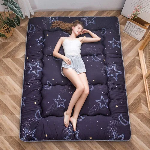 Vista 421 de Colchón futón japonés de piso gris constelación, de piso tatami, portátil, para acampar, para niños, sofá cama plegable enrollable con protector