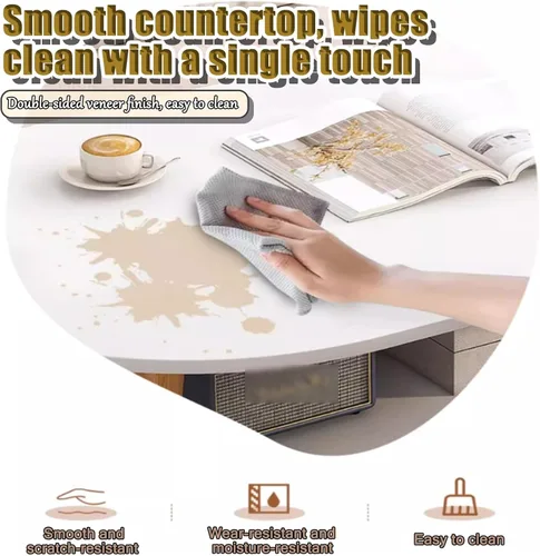 Vista 6 de Modern Coffee Table，2-Tier Oval Coffee Table with Storage,Double Layered Wooden Coffee Tables,mesa De Centro para Sala，for Apartments Tea