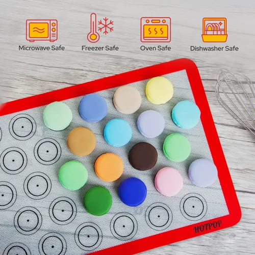 Vista 6 de HOTPOP Esteras de hornear de silicona de 0.75 mm, esteras de silicona antiadherentes para macarons - Lámina de silicona para bandejas de hornear