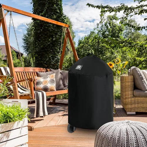 Vista 7 de SUPJOYES 6755 - Funda para parrilla Char-Griller Akorn Kamado, resistente al agua, resistente a los desgarros, color negro