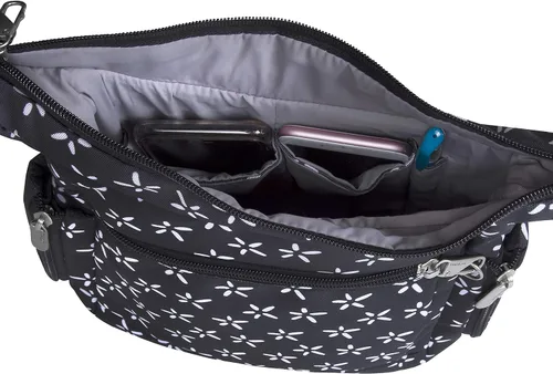 Vista 2 de Travelon Bolso bandolera antirrobo, A BW pequeña flor impresión