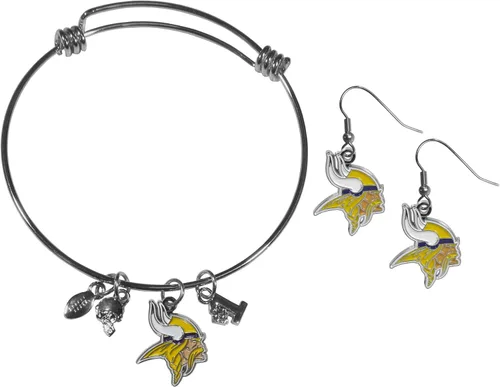 Vista 17 de Siskiyou Sports NFL womens Dangle Earrings and Charm Bangle Bracelet Set