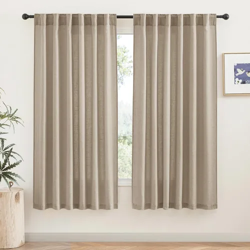 Vista 19 de RYB HOME Cortinas y cortinas blancas – Cortinas semitransparentes con textura de lino, paneles de privacidad para sala de estar, dormitorio, Blanco