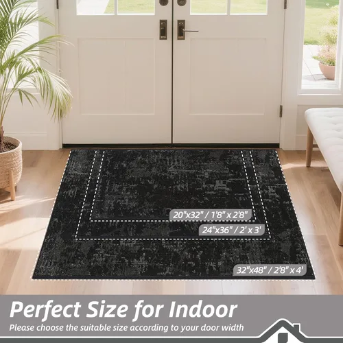 Vista 2 de BEQHAUSE Tapete para puerta de 20 x 32 pulgadas, antideslizante, lavable, resistente a las manchas, absorbente, tapete de bienvenida para puerta