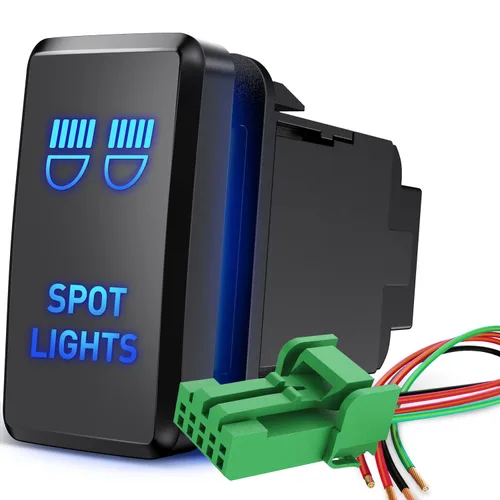 Vista 10 de Nilight Interruptor de Botón de Luces Auxiliares 12V Encendido/Apagado con Kit de Cable Conector 1.54" x 0.83" Repuesto para Toyota Tacoma Tundra