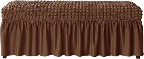 Vista 12 de Funda de banco tapizada elástica de sirsaca para banco de comedor, protector de asiento de banco de comedor con falda, protectores de banco