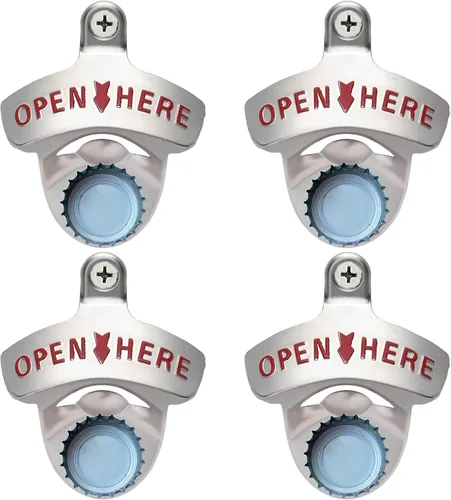 Vista 12 de Abrebotellas de cerveza magnético vintage montado en la pared, acero inoxidable, bronce antiguo, abridor superior de botellas con imanes integrados