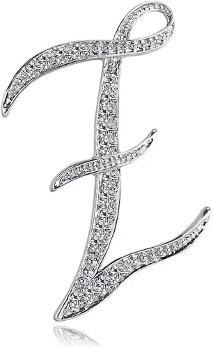 Vista 23 de ETHOON Broche de letras con inicial de diamantes de imitación para mujer, manualidades, plateado A-Z