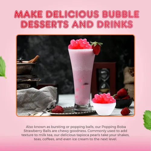 Vista 8 de Fanale Perlas Boba Popping para té de burbujas, 2 libras (1 libra x 2) Lichi de fresa Bursting Boba Pearls Bubble 15.87 oz X 2 Sabor a jugo