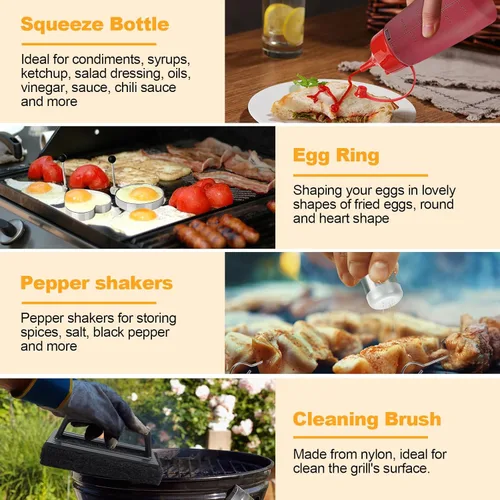 Vista 7 de Kit de accesorios para parrilla Terlulu, 28 piezas de accesorios de parrilla de parte superior plana para Blackstone y Camp Chef, juego de espátulas