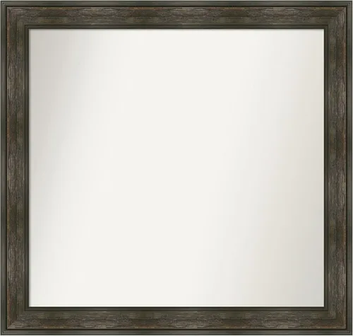 Vista 28 de Amanti Art Espejo de baño marrón para sobre fregadero, 26 x 26 pulgadas, espejo de tocador cuadrado marrón rústico Alexandria, marco de madera