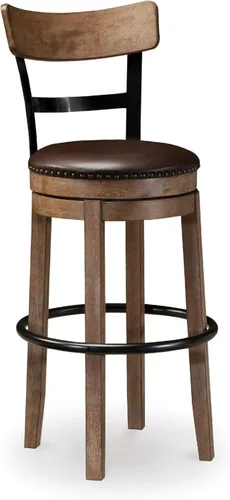 Vista 12 de Signature Design by Ashley Valebeck Taburete de bar giratorio moderno de 24.5 pulgadas con altura de mostrador – lavado blanco rústico-industrial