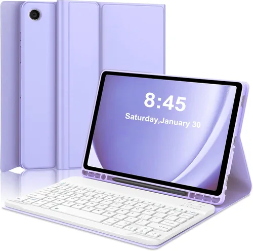 Vista 9 de Funda de teclado para Samsung Galaxy Tab A9 Plus 5G de 11 pulgadas 2023 (SM-X210/X216/X218) - Teclado Bluetooth inalámbrico desmontable - Funda
