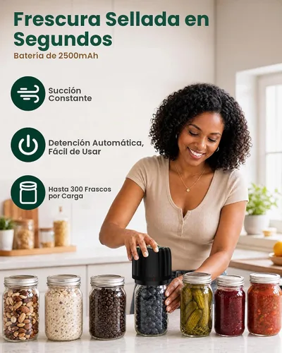Vista 3 de Kit de sellador al vacío de tarros Mason eléctrico actualizado 2026