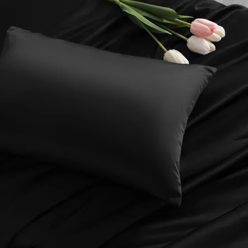 Vista 7 de NTBAY Fundas de almohada de satén de seda con cremallera para niños pequeños, paquete de 2 fundas de almohada con cremallera oculta de 13 x 18 Negro