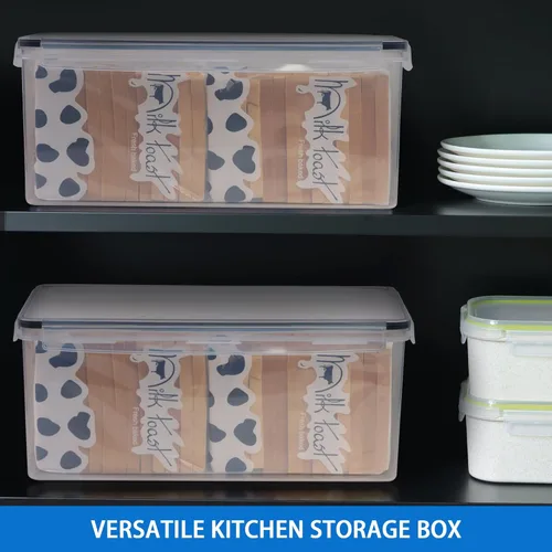 Vista 4 de Tiawudi Paquete de 2 cajas de pan, contenedor de pan de plástico, soporte grande para sándwiches, contenedor de almacenamiento de pan para encimera