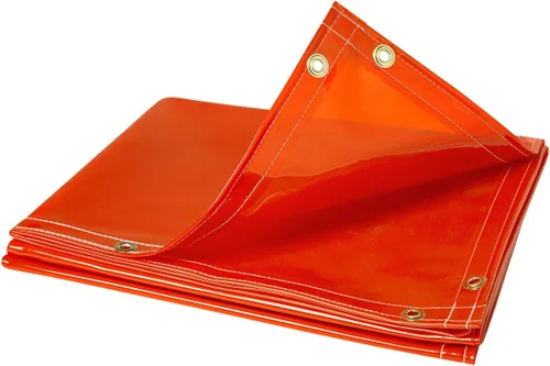 Steiner 338-6X10 Arcview Cortina de soldadura de vinilo transparente tintado ignífugo de 14 mil, naranja, 6 pies x 10 pies