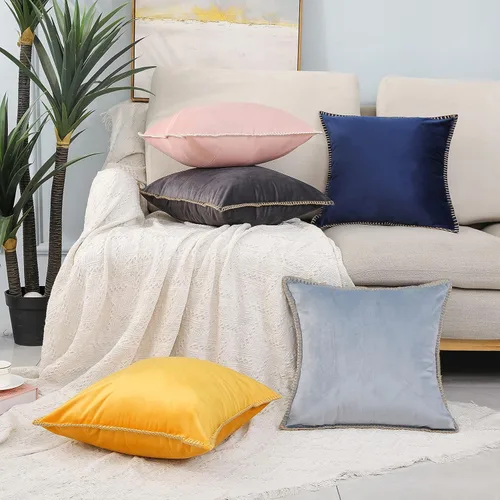 Vista 5 de Fundas de almohada decorativas Boho Accent Terciopelo Almohadas Cojines Decorativos para Sala Borde Recortado Funda de cojín para sofá, cama, sofá