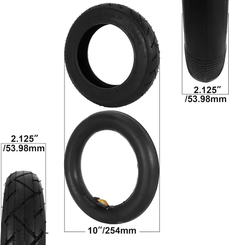 Vista 2 de Neumático de 10 x 2.125 y tubo interior con vástago de válvula de 0° compatible con scooter de autoequilibrio, bicicleta eléctrica inteligente