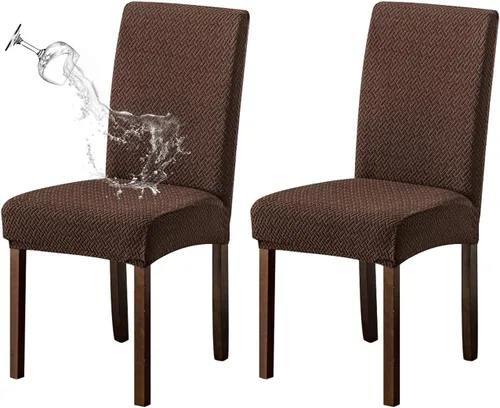 Vista 20 de Genina Fundas para sillas de comedor, fundas elásticas para sillas de comedor, fundas elásticas para sillas Parsons de la cocina (beige, 2 unidades)