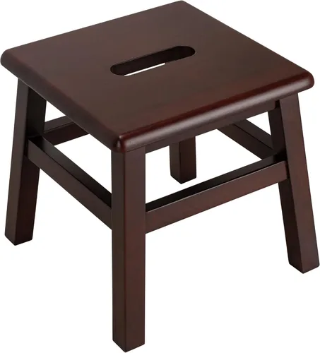 Vista 25 de eHemco Taburete de madera maciza para adultos y niños, 12.25 pulgadas, gris, juego de 2