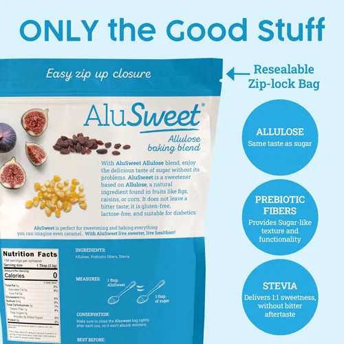 Vista 2 de Alusweet Edulcorante de alulosa cero calorías, 12 onzas, sustituto de azúcar 1:1, apto para dieta cetogénica, sin gluten, no glucémico, sustituto