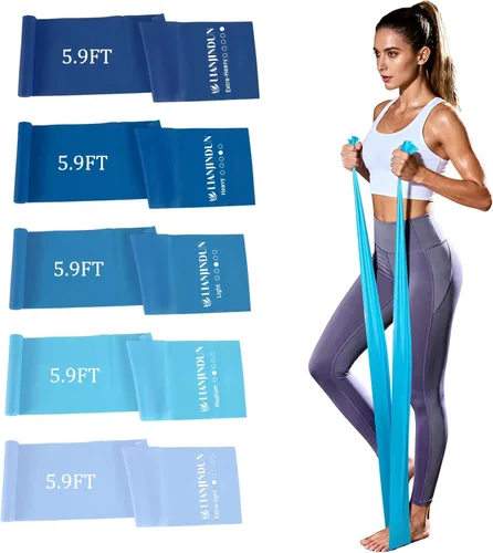 Vista 8 de 5 Pcs Professional Resistance Bands. Latex-Free, Elastic Band, Work Out Bands, Stretch Bands for Working Out Women or Men, Exercise Bands Set for