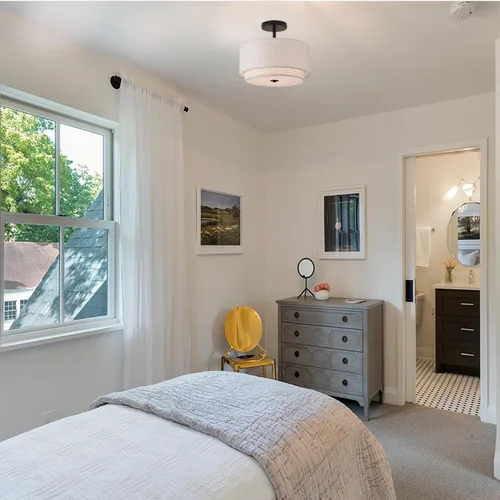 Vista 9 de Vexagyle Lámpara de techo de montaje empotrado de 12.6 pulgadas, lámpara de techo moderna de 3 luces cerca del techo con pantalla de tela de lino