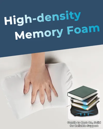 Vista 8 de Aukee Almohada para reposacabezas de coche con funda de piel auténtica, cojín de espuma viscoelástica para el cuello para conducir en casa y Negro