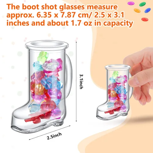 Vista 2 de EBOOT Vasos de tiro para botas de vaquero (no plástico), taza de chupito de 1.7 onzas, decoración de fiesta occidental, 6 piezas de mini taza