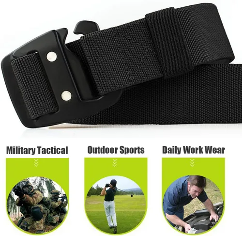 Vista 2 de WYuZe Mens Tactical Belt Military Elastic Stretch Duty Riggers Belt Metal Buckle