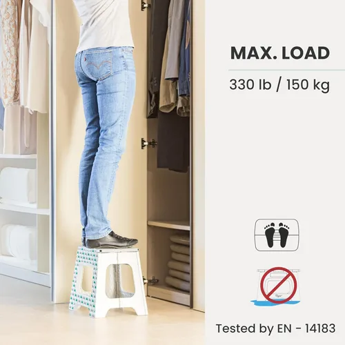 Vista 170 de Vigar Taburete compacto plegable, taburetes de 10-1/2 pulgadas para adultos de hasta 330 libras, taburete ligero, taburete plegable antideslizante